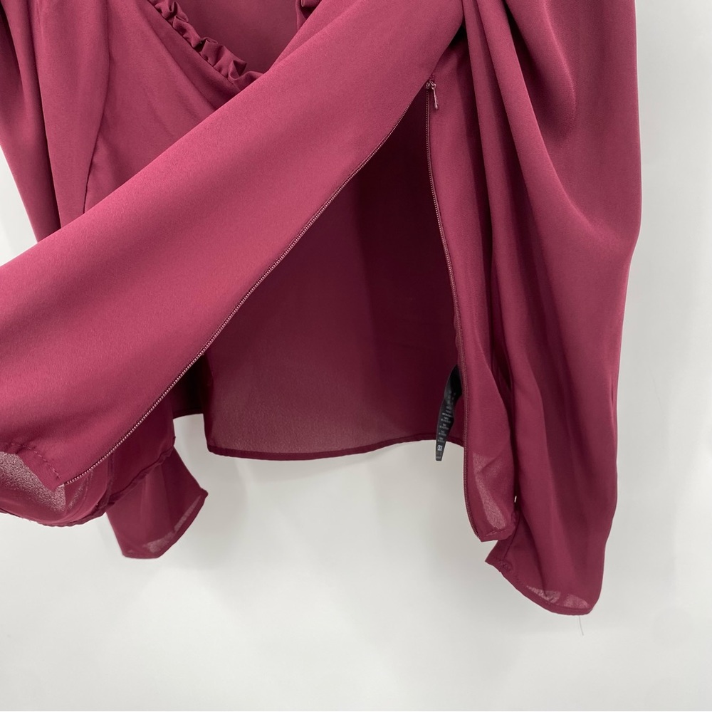ASOS Blouse Women’s 14 Burgundy Milkmaid Peasent High Neck Romantic Gothic Witch - Picture 5 of 10